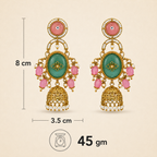 Aarvika Madhurima Gold Tone Pastel Stone Jhumka Dangler Earrings