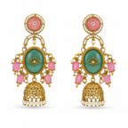 Aarvika Madhurima Gold Tone Pastel Stone Jhumka Dangler Earrings