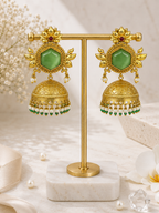 Aarvika Padmika Gold Tone Statement Jhumka Earrings – Sage Green