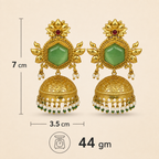 Aarvika Padmika Gold Tone Statement Jhumka Earrings – Sage Green