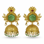 Aarvika Padmika Gold Tone Statement Jhumka Earrings – Sage Green