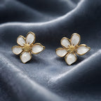 Aarvika White Floral Studs – close-up detail
