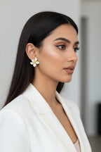 Aarvika White Floral Studs
