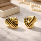 Aarvika Gold Shell Stud Earrings