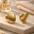 Aarvika Gold Shell Stud Earrings