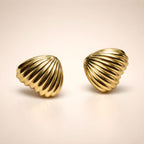 Aarvika Gold Shell Stud Earrings