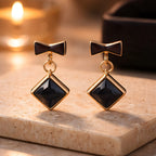 Aarvika Black Geometric Drop Earrings