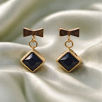 Aarvika Black Geometric Drop Earrings
