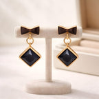 Aarvika Black Geometric Drop Earrings