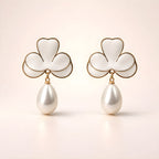 Aarvika White Clover Pearl Drops – model wearing