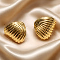 Aarvika Gold Shell Stud Earrings – front view