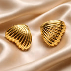 Aarvika Gold Shell Stud Earrings – side view