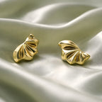 Aarvika Gold Abstract Shell Studs – side view