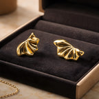 Aarvika Gold Abstract Shell Studs – close-up detail