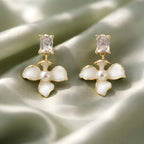 Aarvika Crystal Pearl Floral Drops – side view