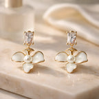 Aarvika Crystal Pearl Floral Drops – close-up detail