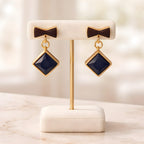 Aarvika Black Geometric Drop Earrings – side view