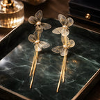 Aarvika Golden Butterfly Tassel Drops – close-up detail