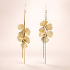 Aarvika Golden Floral Long Drops – side view