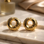Aarvika Textured Gold Huggie Hoops – close-up detail