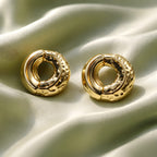 Aarvika Textured Gold Huggie Hoops – model wearing
