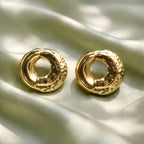 Aarvika Textured Gold Huggie Hoops – side view