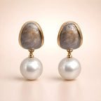 Aarvika Marble Pearl Drop Earrings – side view