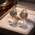 Aarvika Marble Pearl Drop Earrings – front view