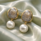 Aarvika Marble Pearl Drop Earrings – flat lay