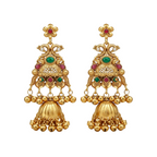 Aarvika Royal Kundan Jhumka – flat lay