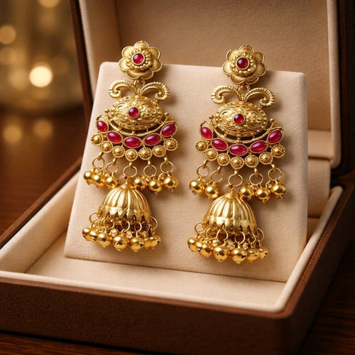 Aarvika Antique Kundan Jhumka – front view