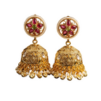 Aarvika Gold-Plated Kundan Pearl Jhumka – model wearing