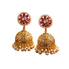 Aarvika Gold-Plated Floral Kundan Jhumka – side view