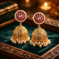 Aarvika Gold-Plated Floral Kundan Jhumka – front view
