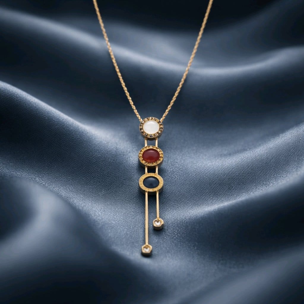 Aarvika 22K Gold-Plated Multi-Color Drop Pendant Necklace – side view