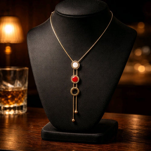 Aarvika 22K Gold-Plated Multi-Color Drop Pendant Necklace – front view