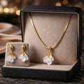 Aarvika Gold-Plated Resin Floral Pendant Set – front view