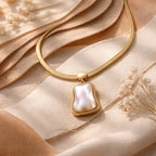 Aarvika Minimal Pearl Pendant Snake Chain Necklace – flat lay