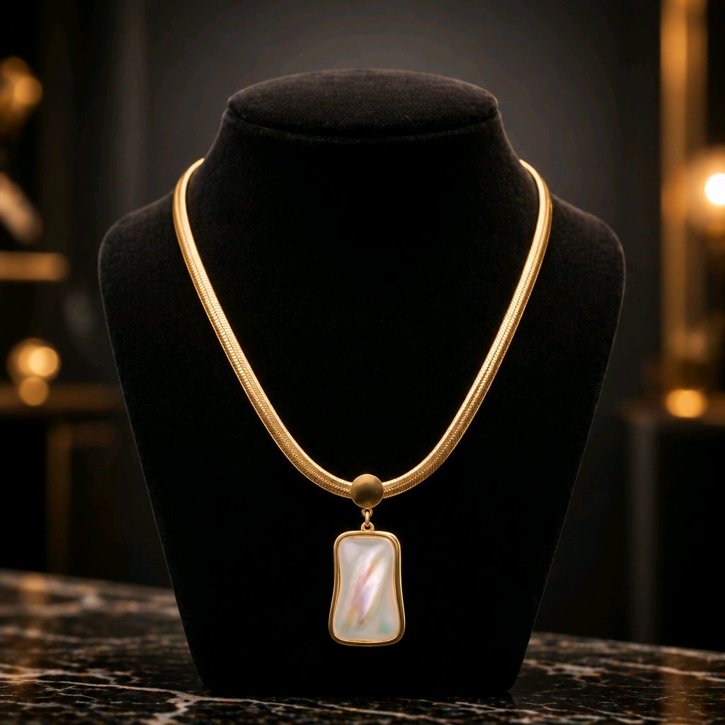 Aarvika Minimal Pearl Pendant Snake Chain Necklace – model wearing