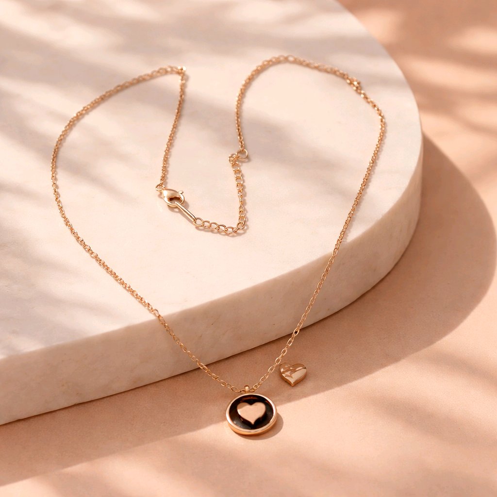 Aarvika 18K Gold-Plated Dual Charm Pendant Necklace – close-up detail