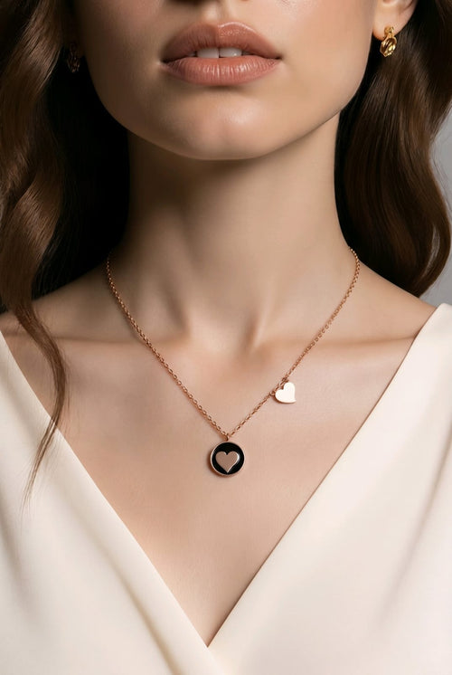 Aarvika 18K Gold-Plated Dual Charm Pendant Necklace – side view