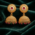Aarvika Pearl & Multicolor Bead Traditional Jhumka Earrings – front view