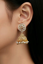 Aarvika Traditional Pearl Jhumka Earrings – close-up detail