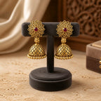 Aarvika Traditional Floral Jhumka Earrings – side view