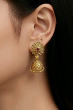 Aarvika Traditional Floral Jhumka Earrings – close-up detail