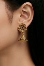 Aarvika Floral Stud Jhumka Earrings – close-up detail
