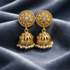 Aarvika Floral Pearl Jhumka Earrings – front view