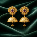 Aarvika Stone Floral Jhumka Earrings – front view