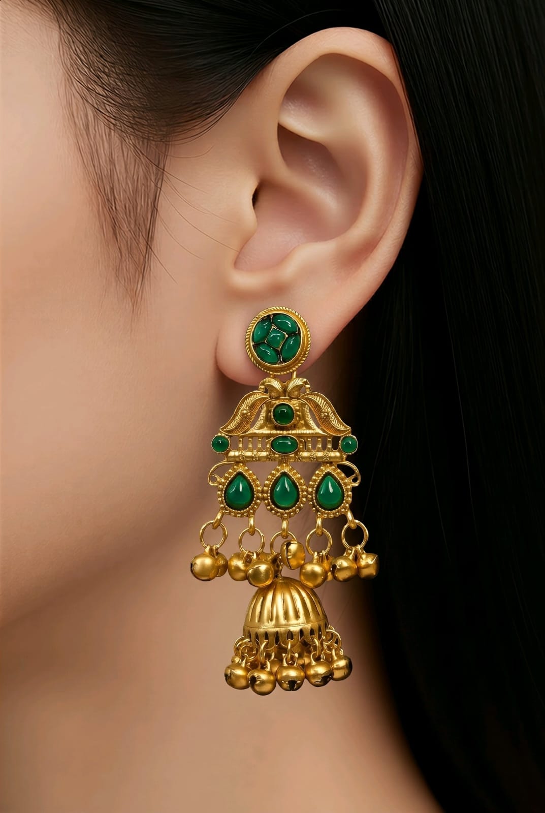 Aarvika Kashmiri Style Jhumka Earrings – close-up detail