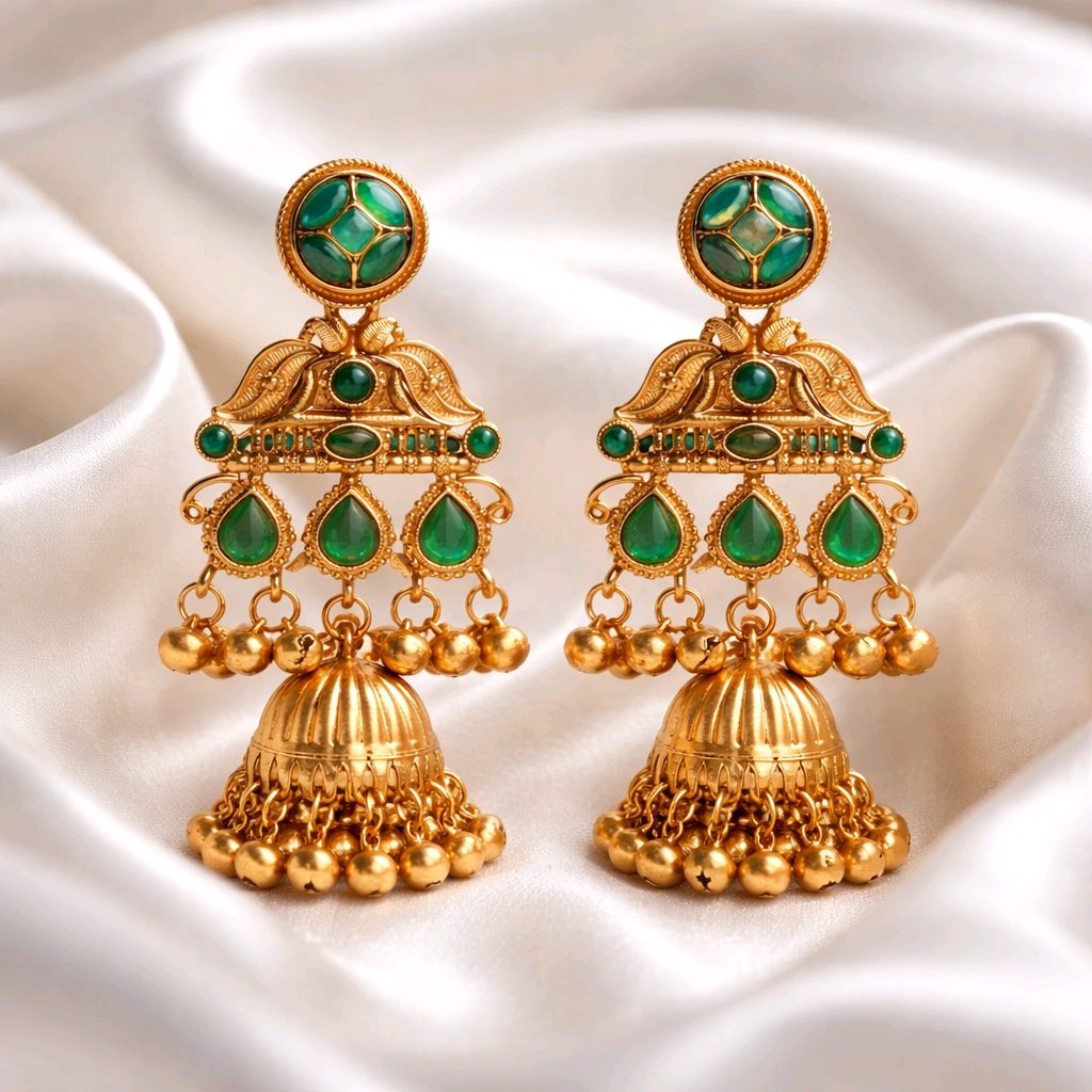 Aarvika Kashmiri Style Jhumka Earrings – front view